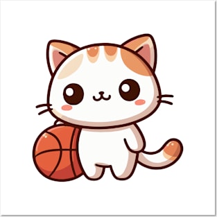 Cute cat As Basketball Player Posters and Art